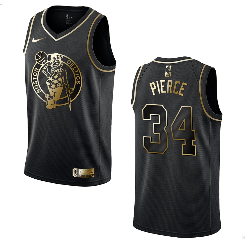 Men's Boston Celtics Paul Pierce #34 Black Golden Edition Jersey 2401CXYF